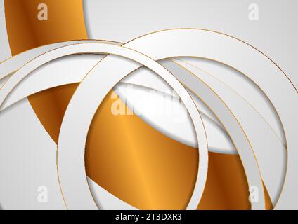 Grey and bronze circles abstract geometric background. Vector tech design Stock Vector