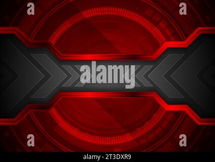 Technology dark glossy abstract background with gear shape and arrows. Vector modern design Stock Vector