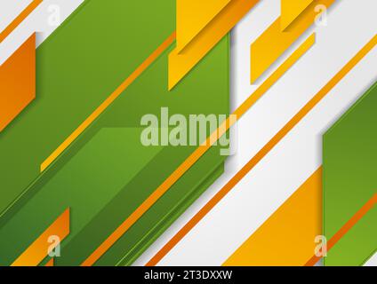 Contrast green orange geometric tech abstract background. Vector design Stock Vector