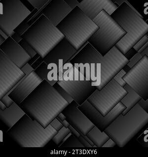 Dark grey glossy striped squares abstract background. Geometric vector design Stock Vector