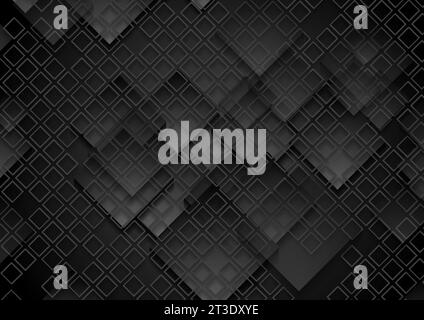 Black squares and grid abstract geometric technology background. Vector design Stock Vector