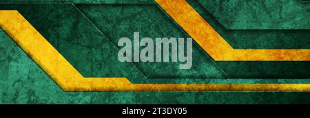 Dark green and orange geometric grunge abstract banner. Vector background Stock Vector