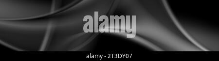 Abstract dark grey smoke waves background. Monochrome smooth vector banner design Stock Vector