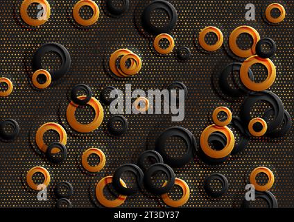 Shiny geometric abstract background with circles and golden dots. Vector design Stock Vector