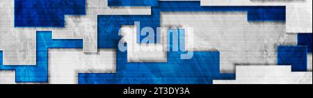 Abstract blue and grey tech geometric grunge header banner design. Vector geometric background Stock Vector