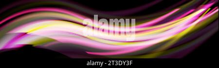 Pink and yellow smooth blurred waves abstract background. Vector banner design Stock Vector