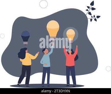 Employee engagement and motivation with inspiration.New idea generation in brainstorm team as professional staff stimulus . Stock Vector