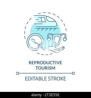 2D thin line blue icon reproductive tourism concept Stock Vector