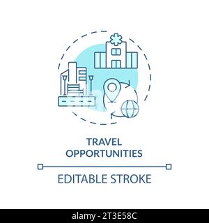 2D thin line blue icon travel opportunities concept Stock Vector