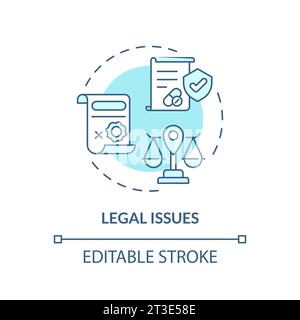 2D thin line blue icon legal issues concept Stock Vector