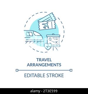 2D thin line blue icon travel arrangements concept Stock Vector