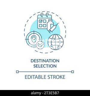2D thin line blue icon destination selection concept Stock Vector