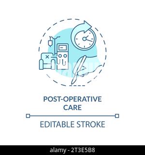 2D thin line blue icon post operative care concept Stock Vector