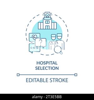 2D thin line blue icon hospital selection concept Stock Vector