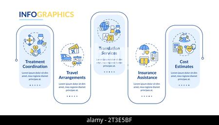 2D medical tourism layout with linear icons concept Stock Vector