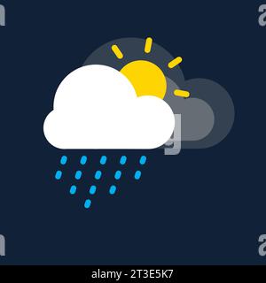 Rain clouds with sunlight icon . Weather, internet concept. Drizzling rain. Trendy vector rain symbol for website design, web button, mobile app. Stock Vector