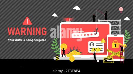 Cyber crime ( Internet security ) vector banner illustration Stock Vector