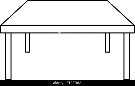 Table - Minimal, Modern, and Clean Rectangular Shaped Desk Black and White Mockup in Front View Perspective for Presentation and Advertisement Stock Vector