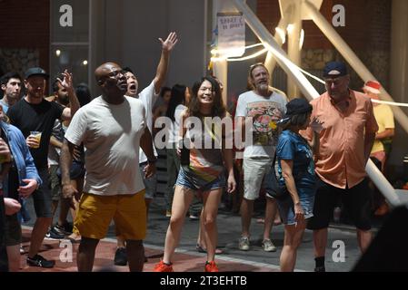 *** STRICTLY NO SALES TO FRENCH MEDIA OR PUBLISHERS - RIGHTS RESERVED ***September 30, 2023 - Taipei, Taiwan: People dance as musicians play at the Daniel Pearl Music Festival, a yearly event honouring the late US journalist, who was murdered in Pakistan in 2001, and advocating freedom of the press. Stock Photo