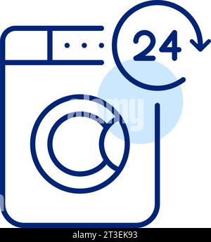24 hour laundry service. Washing machine. Everyday chores. Pixel perfect icon Stock Vector