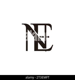 letter ne simple linked 3d flat logo vector Stock Vector