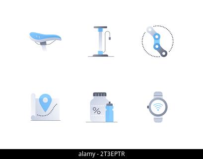 Bicycle gadgets and sports - flat design style icons set Stock Vector