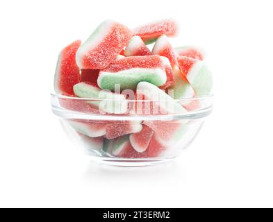 Watermelon jelly candies isolated on the white background. Stock Photo