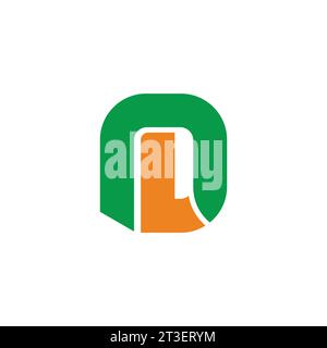 letter nl abstract colorful simple geometric logo vector Stock Vector