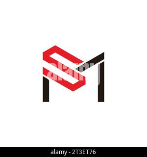 letter sm simple geometric stripes line logo vector Stock Vector