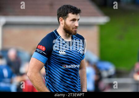 Trebanos, Wales. 21 October 2023. Josh Jones of Trebanos during the WRU Admiral Championship West game between Trebanos and Maesteg Quins at The Park in Trebanos, Wales, UK on 21 October 2023. Credit: Duncan Thomas/Majestic Media. Stock Photo