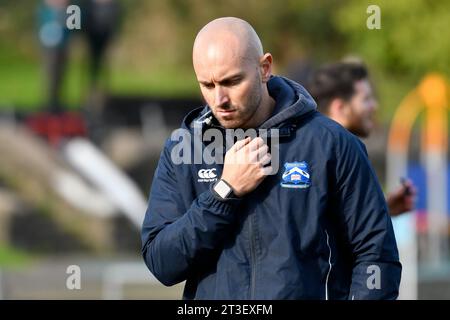 Trebanos, Wales. 21 October 2023. Nick Damjanovic Coach of Trebanos during the WRU Admiral Championship West game between Trebanos and Maesteg Quins at The Park in Trebanos, Wales, UK on 21 October 2023. Credit: Duncan Thomas/Majestic Media. Stock Photo