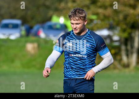 Trebanos, Wales. 21 October 2023. Iestyn Lewis of Trebanos during the WRU Admiral Championship West game between Trebanos and Maesteg Quins at The Park in Trebanos, Wales, UK on 21 October 2023. Credit: Duncan Thomas/Majestic Media. Stock Photo