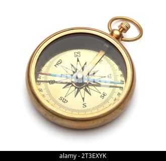 Vintage compass isolated on white background Stock Photo