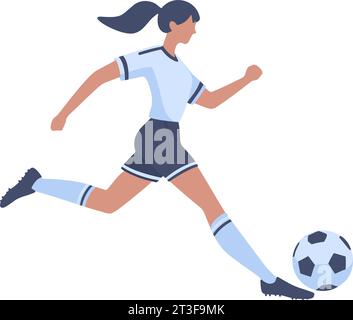 Football soccer player woman clip art. Flat Vector illustration Stock Vector