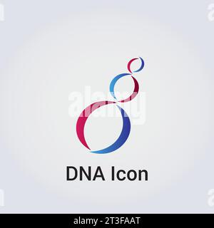 DNA Icon Logo Symbol - Gene Genetics Research Medical Science Human Health Emblem - Helix Pattern Strand Chain Infinity Concept Vector Stock Vector