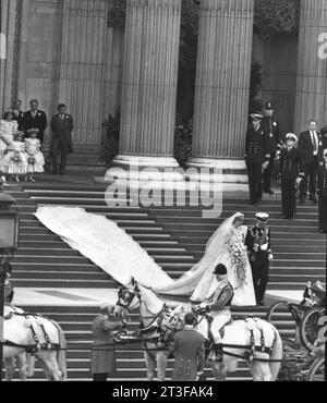 The wedding of Prince Charles and Lady Diana Spencer on Wednesday, 29 July 1981, at St Paul's Cathedral in London   Photo by The Henshaw Archive Stock Photo