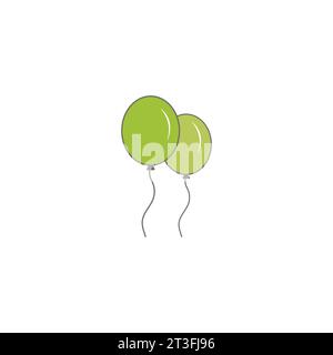 Party balloons icon. Line, glyph and filled outline colorful version, Birthday balloon outline and filled vector sign. Symbol, logo illustration Stock Vector