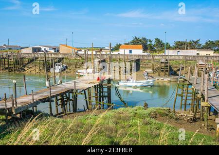 France, Vendee, Beauvoir sur Mer, Port du Bec, oyster port on the mouth of the Dain canal, between Bouin and Beauvoir sur Mer Stock Photo