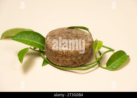 Natural Shampoo Made From Herbs And Cones. Dispenser On A Wooden Board 