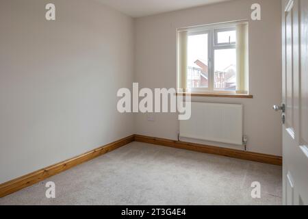 Empty bedroom on moving in day Stock Photo