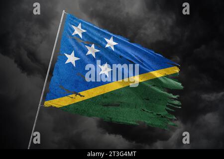 Solomon Islands torn flag on transparent background Stock Photo - Alamy