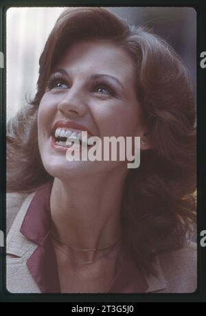 Miss America 1980 Cheryl Prewitt checks her hair & makeup In a hotel in ...