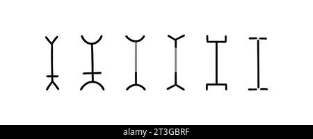 Set of typing cursor symbols. Simple test insert marker. Hand drawn doodle icons. Computer interface design elements. Stock Vector