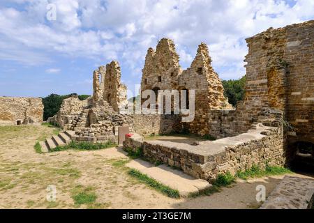 France, Cotes d'Armor, Crehen, Saint Cast le Guildo, Guildo castle in the Arguenon bay Stock Photo