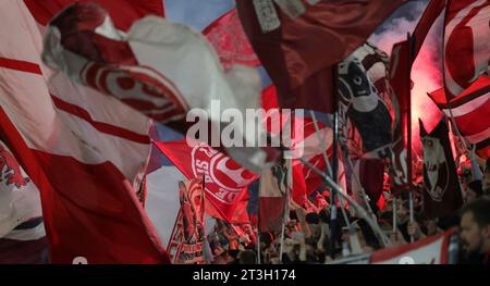 Dusseldorf, Deutschland. 21st Oct, 2023. firo: October 21st, 2023 Football, Soccer, Men 2nd League, Second 2nd Bundesliga, Season 2023/2024 Fortuna Dusseldorf - 1.FC FCK Kaiserslautern 4:3 Fans Flags, Fortuna Credit: dpa/Alamy Live News Stock Photo