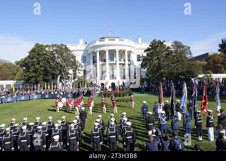 Washington, United States. 25th Oct, 2023. The Old Guard Fife and Drum Corps performs as United States President Joe Biden and first lady Dr. Jill Biden welcome Prime Minister Anthony Albanese of Australia and Jodie Haydon to the White House in Washington, DC on Wednesday, October 25, 2023. The Biden's are hosting the PM for an Official Visit to the United States. Photo by Chris Kleponis/Pool/ABACAPRESS.COM Credit: Abaca Press/Alamy Live News Stock Photo