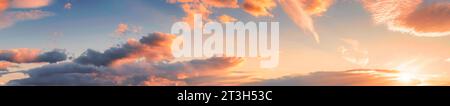 Panoramic beautiful clouds and colorful sunset sky in the evening Stock Photo