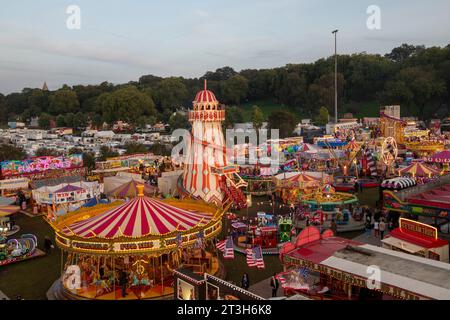 Sunset at Goose Fair, Nottingham Nottinghamshire England UK Stock Photo