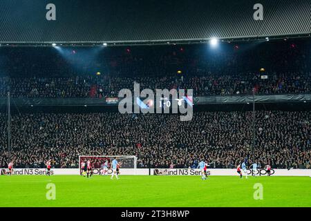 Rotterdam, The Netherlands. 25th Oct, 2023. Rotterdam - The score during the 3rd leg of the UEFA Champions League group stage between Feyenoord v SS Lazio at Stadion Feijenoord De Kuip on 25 October 2023 in Rotterdam, The Netherlands. Credit: box to box pictures/Alamy Live News Stock Photo