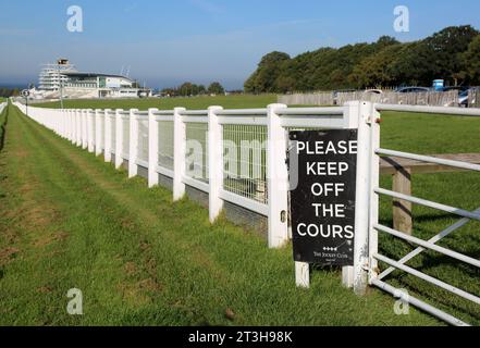 Epsom Downs Racecourse Keep of the Course Sign Surrey England Stock Photo